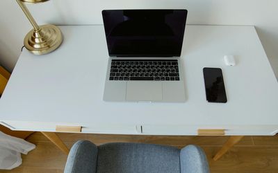 Minimalist desk setup with natural light and clean lines